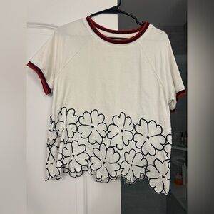 Anthropologie Maeve Short-Sleeve Embellished Swing Top